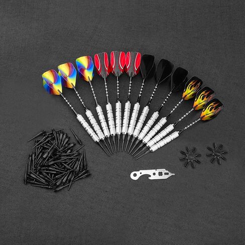 CyeeLife 18 Gram Soft tip Darts with 2Designs,4 Colors Aluminium shafts with Rubber Rings,100 Extra Tips and Dart Tool in Saudi Arabia
