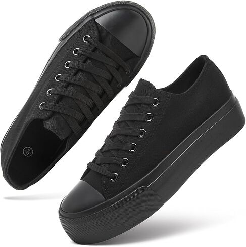 hash bubbie Platform Sneakers for Women White Platform Shoes Low Top Tennis Shoes Non Slip Black Fashion Canvas Sneakers in Kuwait