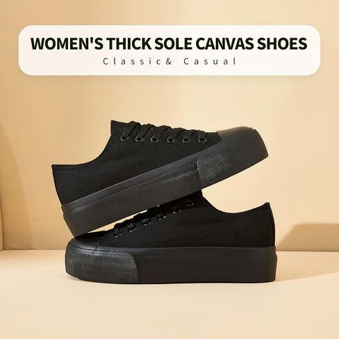 hash bubbie Platform Sneakers for Women White Platform Shoes Low Top Tennis Shoes Non Slip Black Fashion Canvas Sneakers in Kuwait