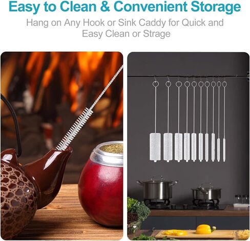 Straw Cleaner Brush Sets, 10 inch Long Tube and Bottle Cleaning Brushes, 10 PCS Professional Flexible Brushes for Cleaning Pipes, Keyboards, Glass and Narrow Neck Bottles Cups in Kuwait