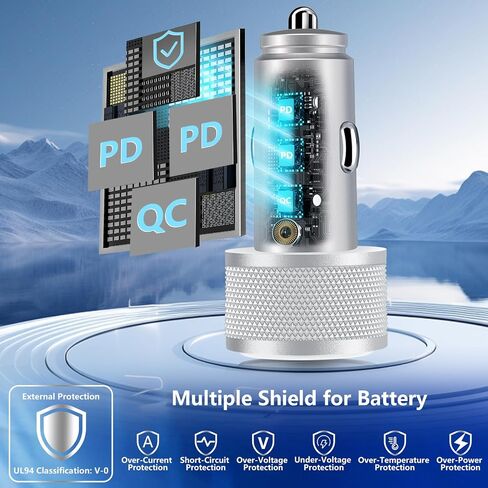 USB C Car Charger, 2Pack BAOYUANDA 67W 3-Port USB-C & USB-A Fast Car Charger Cigarette Lighter Fast Charging for iPhone 16/15/14/13/12/11/Pro Max, iPad Pro, Galaxy S24/S23/S22, Google Pixel, Android in Kuwait