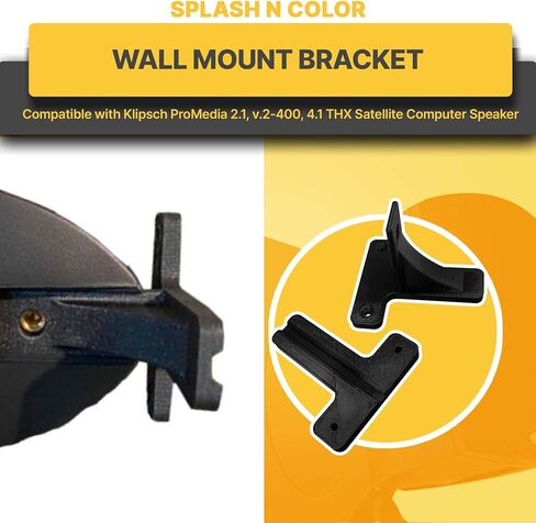 SplashNColor Wall Mount Bracket Compatible with Klipsch ProMedia 2.1, v.2-400, 4.1 THX Satellite Computer Speaker, Space-Saving Solution for Your Audio Setup, Black in Saudi Arabia