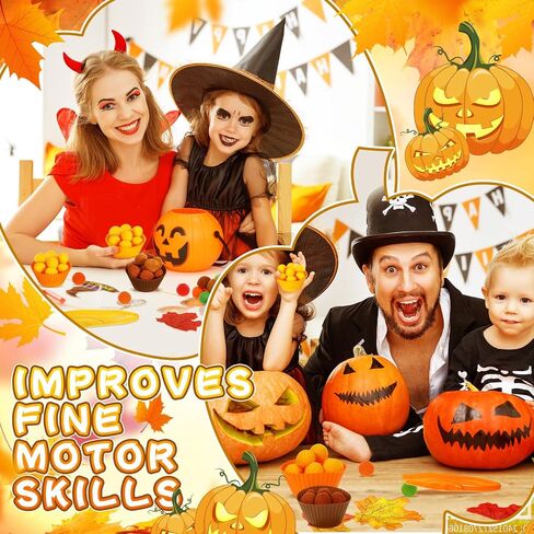Hotop 312 Pieces Fine Motor Toys Counting Sorting Fall Thanksgiving Decorations 100 Pcs Assorted Pompoms 200 Pcs Artificial Maple Leaves 2 Pcs Tweezers 10 Pcs Cups for Autumn Thanksgiving Decoration in Saudi Arabia