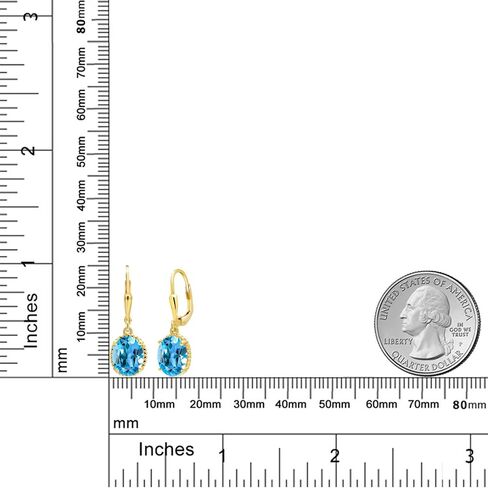 Gem Stone King 18K Yellow Gold Plated Silver Blue Sapphire Leverback Dangle Earrings For Women (5.00 Cttw, Gemstone September Birthstone, Oval 9X7MM) in Saudi Arabia