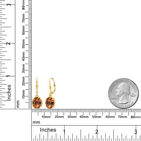 Gem Stone King 18K Yellow Gold Plated Silver Blue Sapphire Leverback Dangle Earrings For Women (5.00 Cttw, Gemstone September Birthstone, Oval 9X7MM) in Saudi Arabia