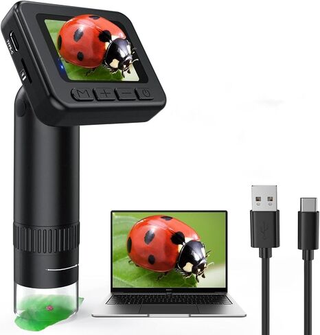مجهر IMICHI للأطفال تكبير 50X-1000X - شاشة IPS HD مقاس 2 بوصة، صور بدقة 2-31 ميجابكسل، فيديو بدقة 1080 بكسل، عمر بطارية لمدة ساعتين، سهل الحمل، شرائح متضمنة - هدية مجموعة علمية مثالية للأطفال من سن 8 إلى 12 عامًا in Saudi Arabia