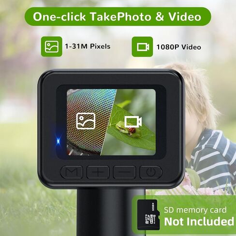 مجهر IMICHI للأطفال تكبير 50X-1000X - شاشة IPS HD مقاس 2 بوصة، صور بدقة 2-31 ميجابكسل، فيديو بدقة 1080 بكسل، عمر بطارية لمدة ساعتين، سهل الحمل، شرائح متضمنة - هدية مجموعة علمية مثالية للأطفال من سن 8 إلى 12 عامًا in Saudi Arabia