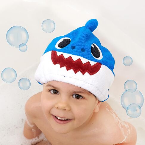 قبعة منشفة لتجفيف شعر الأطفال من جينسي بيبي شارك، باللون الأزرق in Kuwait