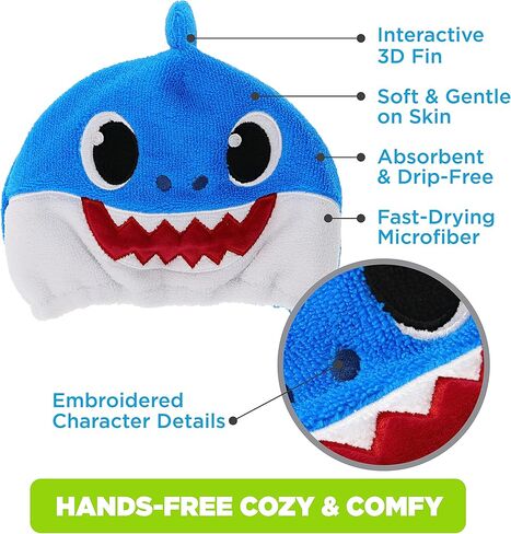 قبعة منشفة لتجفيف شعر الأطفال من جينسي بيبي شارك، باللون الأزرق in Kuwait