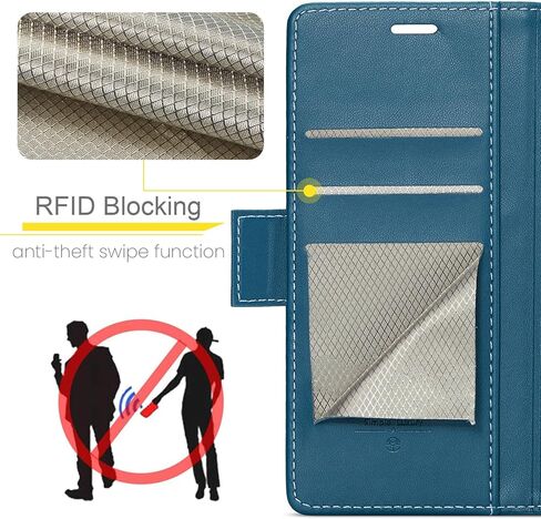 متوافق مع حافظة هاتف سامسونج جالاكسي S24 الترا مع حامل بطاقات RFID، حافظة هاتف جلدية قابلة للطي بمسند لهاتف سامسونج جالاكسي S24 الترا 6.8 بوصة (أسود) in Kuwait