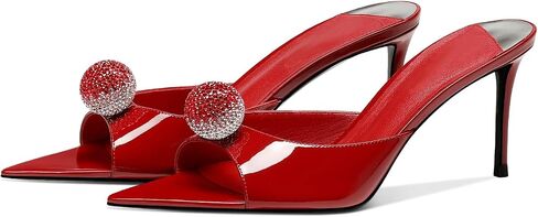 Women's Pointed Open Toe Mule Heels Rhinestone Stilettos Heeled Mules Dressy Slip On High Heels in Saudi Arabia