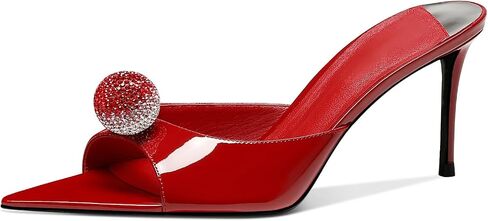 Women's Pointed Open Toe Mule Heels Rhinestone Stilettos Heeled Mules Dressy Slip On High Heels in Saudi Arabia