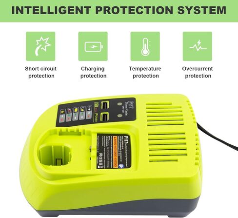 Futurebatt 18V استبدال شاحن سريع لRyobi P117 12V-18V بطارية واحدة + بطارية ليثيوم أيون/NiCad/NiMh P102 P108 P189 P197 P103 P105 P107 P190 P191 PBP002 PBP005 in Saudi Arabia