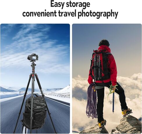 حامل ثلاثي للكاميرا Fotopro مقاس 78 بوصة، حامل ثلاثي من الألومنيوم قابل للطي برأس كروي 360 درجة مع لوحة تحرير سريعة حمولة 6 كجم، ارتفاع قابل للتعديل من 47 سم إلى 197 سم لهاتف الكاميرا الرياضية DSLR in Kuwait