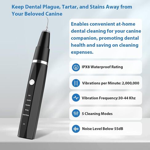 Dog Teeth Cleaning Kit Plaque Remover for Teeth - Pet Puppy Dental Toothbrush Tool-Ultrasonic Cleaner Brushing Care-Teeth Cleaning for Dogs, Dental Tools for Small Large Dogs,Black in Saudi Arabia