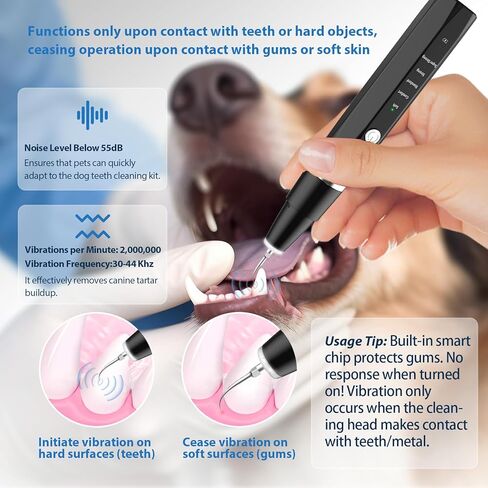 Dog Teeth Cleaning Kit Plaque Remover for Teeth - Pet Puppy Dental Toothbrush Tool-Ultrasonic Cleaner Brushing Care-Teeth Cleaning for Dogs, Dental Tools for Small Large Dogs,Black in Saudi Arabia