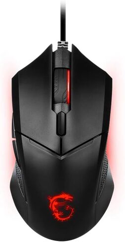 MSI Clutch GM08 - ماوس ألعاب USB متماثل، LED أحمر، مستشعر بصري PAW 3519 (4200 نقطة لكل بوصة)، التبديل حتى 10 مليون نقرة، نظام وزن قابل للتعديل، أسود in Kuwait