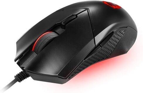 MSI Clutch GM08 - ماوس ألعاب USB متماثل، LED أحمر، مستشعر بصري PAW 3519 (4200 نقطة لكل بوصة)، التبديل حتى 10 مليون نقرة، نظام وزن قابل للتعديل، أسود in Kuwait