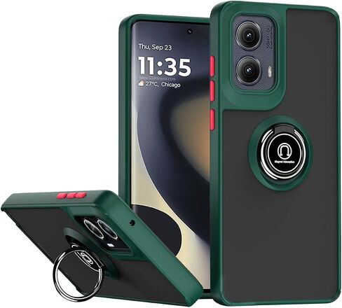 QUIETIP Case Compatible with Motorola Edge 5G 2024,TPU + Hard PC Shockproof Magnetic Ring Car Mount Stand Cover,Red in Saudi Arabia