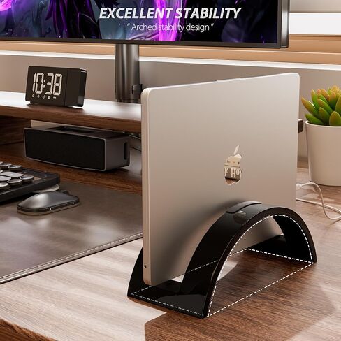 حامل كمبيوتر محمول عمودي من الأكريليك، ملحقات مكتب من الأكريليك، حامل كمبيوتر محمول عمودي للمكتب، منظم توفير لجميع أجهزة MacBook، Surface، Samsung، HP، Dell (شفاف) in Kuwait