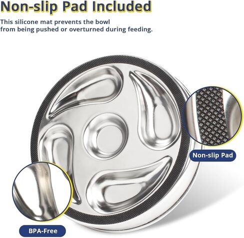 Jegtew 1Pack Slow Feeder Dog Bowls for Small to Medium Dogs - 3 Cup Capacity, Dual-Design for Dry and Wet Food, 304 Stainless Steel, Anti-Slip Base - Prevents Bloating and Obesity, Dishwasher Safe in Kuwait