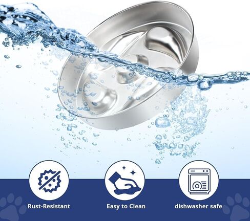 Jegtew 1Pack Slow Feeder Dog Bowls for Small to Medium Dogs - 3 Cup Capacity, Dual-Design for Dry and Wet Food, 304 Stainless Steel, Anti-Slip Base - Prevents Bloating and Obesity, Dishwasher Safe in Kuwait
