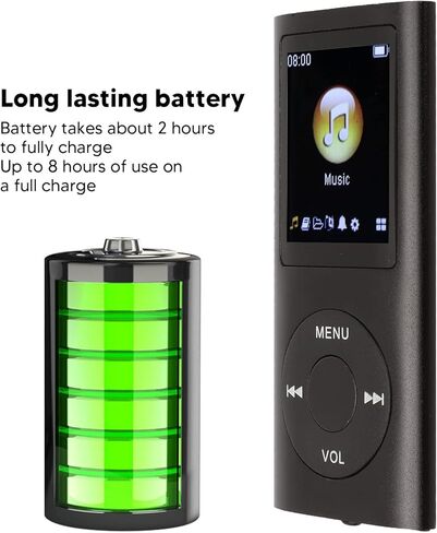 Tbest Mp3 Mp4 Players Mp3 Player Stylish Multifunctional Lossless Sound Slim 1.8 Inch LCD Sn Portable Mp3 Player (Silver) in Kuwait