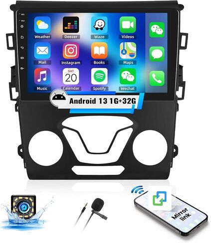 UNITOPSCI 1G+32G Android Car Stereo for Ford Fusion Mondeo 2013-2019 Radio GPS Navigation 9 Inch HD Touch Screen Bluetooth FM/RDS WiFi USB SWC Mirror Link Split Screen with Backup Camera Mic in Saudi Arabia