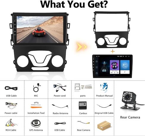 UNITOPSCI 1G+32G Android Car Stereo for Ford Fusion Mondeo 2013-2019 Radio GPS Navigation 9 Inch HD Touch Screen Bluetooth FM/RDS WiFi USB SWC Mirror Link Split Screen with Backup Camera Mic in Saudi Arabia
