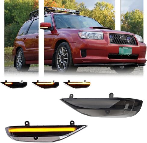 2 جهاز كمبيوتر شخصى ديناميكي متسلسل LED مرآة جانبية بدوره أضواء الإشارة لسوبارو WRX STI Outback Legacy Impreza Forester Crosstrek XV، ملحقات سوبارو عدسة واضحة بدوره إشارة استبدال مصباح المؤشر in Kuwait