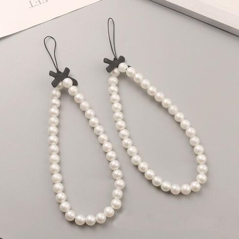 2PCS الأبيض الهاتف المحمول الحبل العالمي سلسلة الهاتف الأسود القوس اللؤلؤ مطرز الهاتف الحبل المعصم حزام مكافحة فقدان الهاتف سحر حزام الأزياء المفاتيح المحفظة الديكور قلادة للنساء، سلسلة مفاتيح السيارة in Saudi Arabia