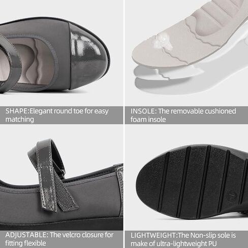Women’s Orthopedic Mary Jane Flats Round Toe Comfortable Bunions Walking Shoes Dressy Orthotic Work Shoes with Arch Support in Saudi Arabia