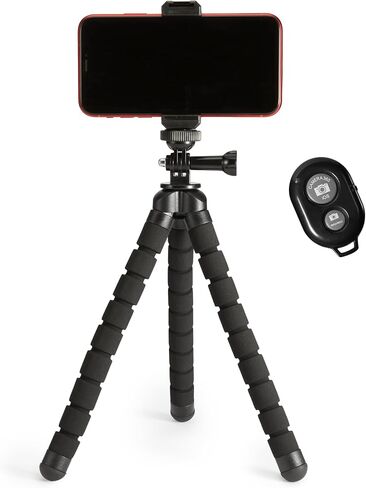 Amazon Basics 64-inch Extendable Tripod for iPhones and Smartphones, Selfie Stick Mode and Phone Tripod Mode, Black in Saudi Arabia