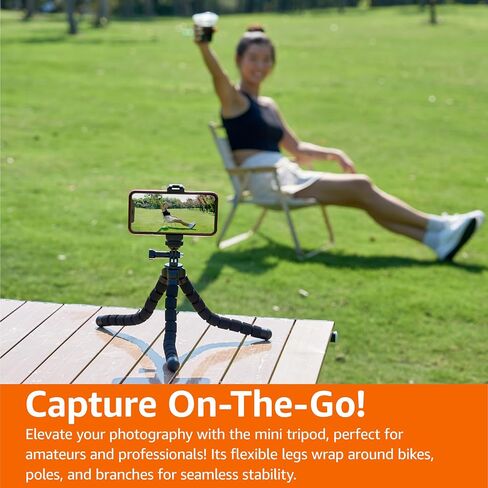 Amazon Basics 64-inch Extendable Tripod for iPhones and Smartphones, Selfie Stick Mode and Phone Tripod Mode, Black in Saudi Arabia