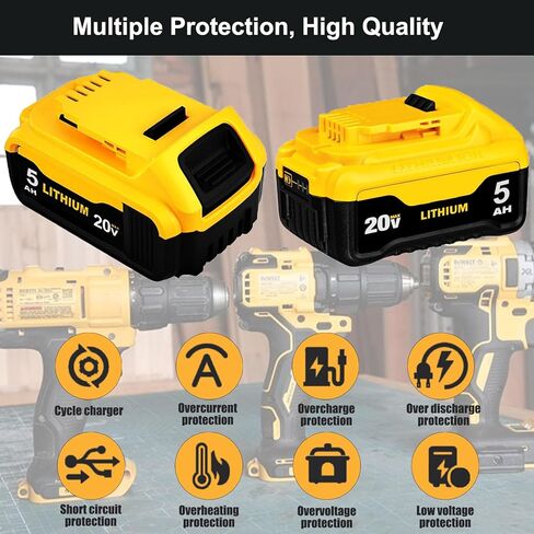 بطارية DCB205 20V MAX، استبدال بطارية DeWalt 20v 5.0Ah، بديل لبطارية Dewalt 20V Max DCB205CK DCB205-2 DCB206-2 in Kuwait