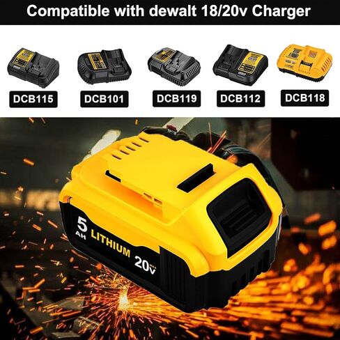 بطارية DCB205 20V MAX، استبدال بطارية DeWalt 20v 5.0Ah، بديل لبطارية Dewalt 20V Max DCB205CK DCB205-2 DCB206-2 in Kuwait