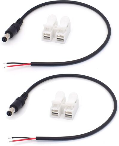 قطعتان من قابس موصل ذكر الطاقة DC، 22AWG 0.3M/1FT 5.5 مم × 2.1 مم قابس ذكر برميل إلى سلك مكشوف كابل طرفي مفتوح لكاميرات المراقبة، وكاميرا المراقبة، وشريط ضوء LED in Saudi Arabia