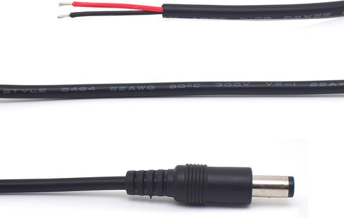 قطعتان من قابس موصل ذكر الطاقة DC، 22AWG 0.3M/1FT 5.5 مم × 2.1 مم قابس ذكر برميل إلى سلك مكشوف كابل طرفي مفتوح لكاميرات المراقبة، وكاميرا المراقبة، وشريط ضوء LED in Saudi Arabia