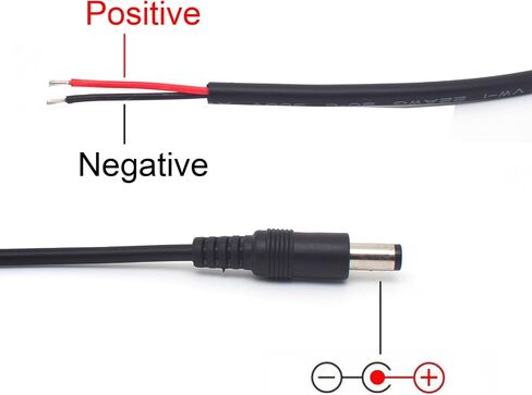 قطعتان من قابس موصل ذكر الطاقة DC، 22AWG 0.3M/1FT 5.5 مم × 2.1 مم قابس ذكر برميل إلى سلك مكشوف كابل طرفي مفتوح لكاميرات المراقبة، وكاميرا المراقبة، وشريط ضوء LED in Saudi Arabia