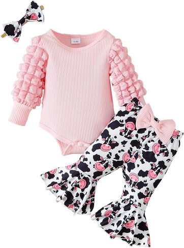 Mioglrie Newborn Baby Girl Clothes Cute Outfits Infant Fall Winter Clothes Long Sleeve Top Floral Pants Set for Girls in Saudi Arabia