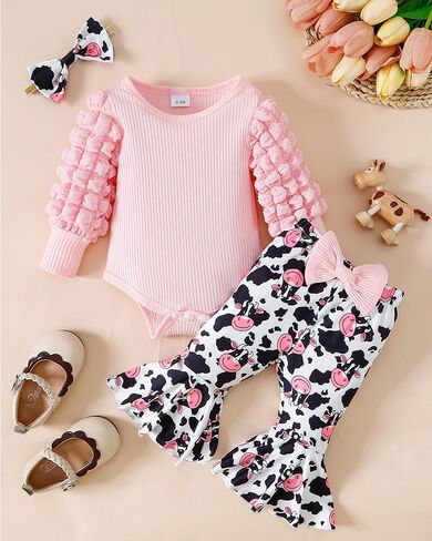 Mioglrie Newborn Baby Girl Clothes Cute Outfits Infant Fall Winter Clothes Long Sleeve Top Floral Pants Set for Girls in Saudi Arabia