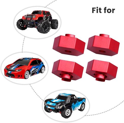 محاور سداسية لعجلات الألومنيوم المعدنية من Hobbyfire، 4 عبوات ترقيات لـ 1/18 Traxxas LaTrax Teton Desert Prerunner SST، استبدال الأجزاء 7669 (أزرق) in Kuwait