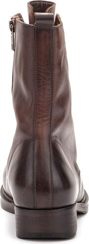 Vintage Foundry Co. Gemma Women’s Fashion Classic Casual Combat Biker Solid Two-tone Leather Zip-Up Mid-Calf Boots w/Round Bump Plain Toe, Platform, Block Chunky Heel & Leather-Rubber Outsole in Saudi Arabia
