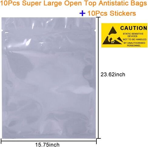 10Pcs Huge Open Top Antistatic Bags19.69x27.56in Big Extra Large Anti-Static Shielding ESD Bag with Sticks for Motherboard GPU Graphics Card Electronics in Saudi Arabia