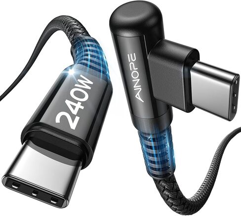 كابل AINOPE 240 واط USB C إلى USB C بطول 10 أقدام، كابل شاحن USB C مضفر للشحن السريع لأجهزة iPhone15/15Pro/15Plus/15ProMax، iPad Pro 2020، iPad Air 4، Samsung Galaxy S24/S23 Ultra in Kuwait