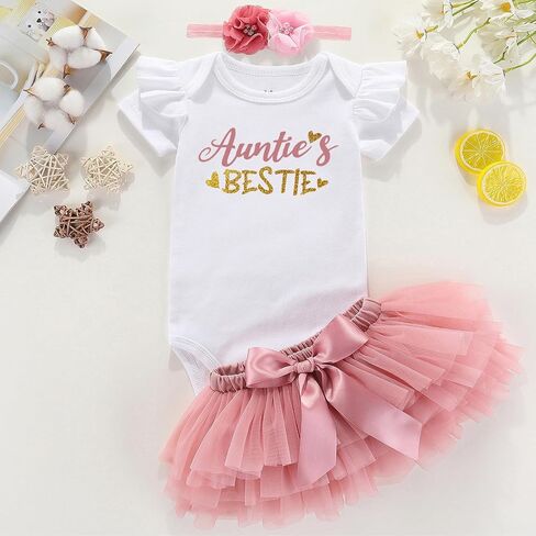 aunties bestie baby clothes girl little bestie auntie baby clothes girl outfits in Kuwait