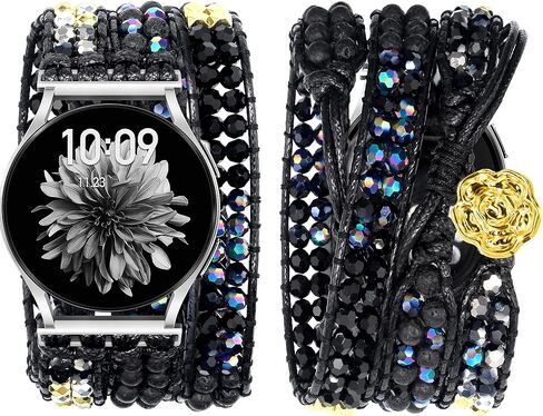 JR.DM Boho Beaded Handmade Braided Watch Band Women Compatible with Samsung-Galaxy Watch 4/5/6 Band 40 44mm Galaxy Watch 6/4 Classic 42 46mm Adjustable Bracelets Strap 20mm for Galaxy Watch Active 2 in Kuwait