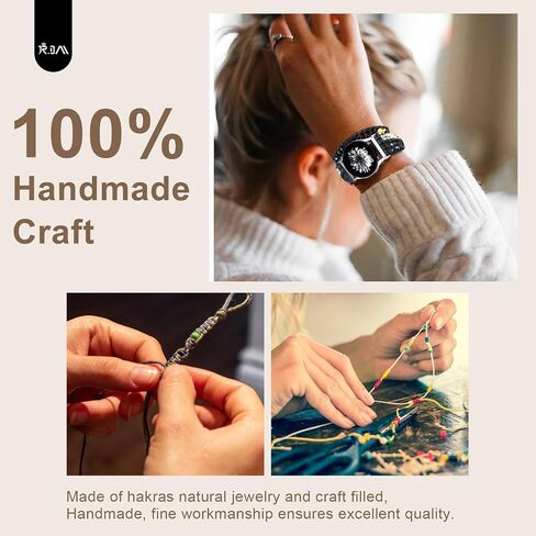 JR.DM Boho Beaded Handmade Braided Watch Band Women Compatible with Samsung-Galaxy Watch 4/5/6 Band 40 44mm Galaxy Watch 6/4 Classic 42 46mm Adjustable Bracelets Strap 20mm for Galaxy Watch Active 2 in Kuwait