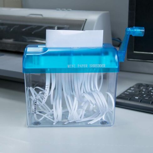 Mini Manual Shredder - Office Portable Hand Paper Cutter for Paper, Notes, Bills, Portrait, Photos Fits A6 Size or Folded to A6 Size Capacity 1.5L Straight Cut in Saudi Arabia