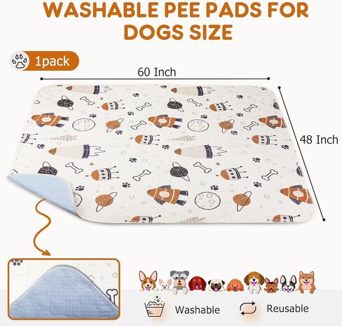 وسادات تبول الكلاب الكبيرة من سيوا ماري، عبوة واحدة مقاس 72 × 72 فائقة الامتصاص، وسادات تبول للكلاب غير قابلة للانزلاق وقابلة للغسل، وسادات للجراء سريعة الجفاف وقابلة لإعادة الاستخدام، بساط مقاوم للماء للكلاب - مستلزمات الحيوانات الأليفة، وتربية الجراء وت in Kuwait